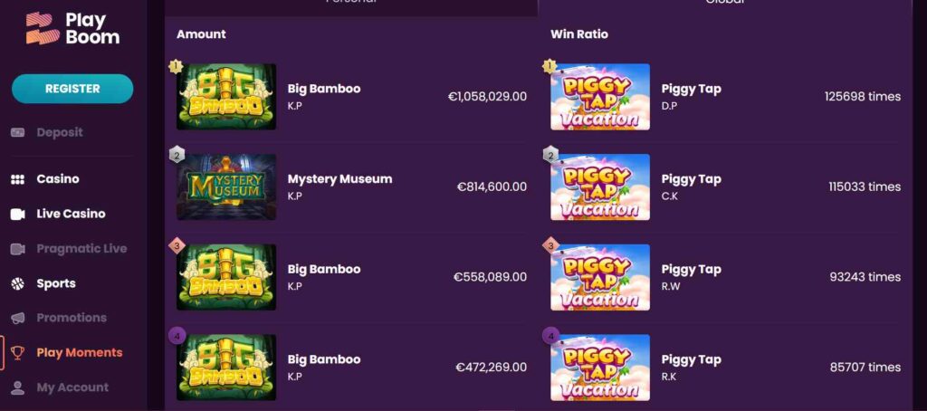 play boom casino amount